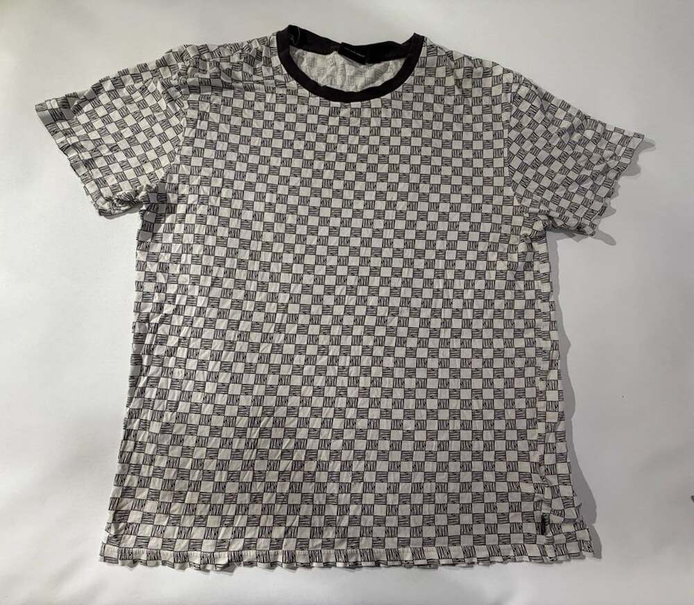 Vans L Checkered Logo All Over Print Ringer T-Shirt Skater Streetwear Y2K